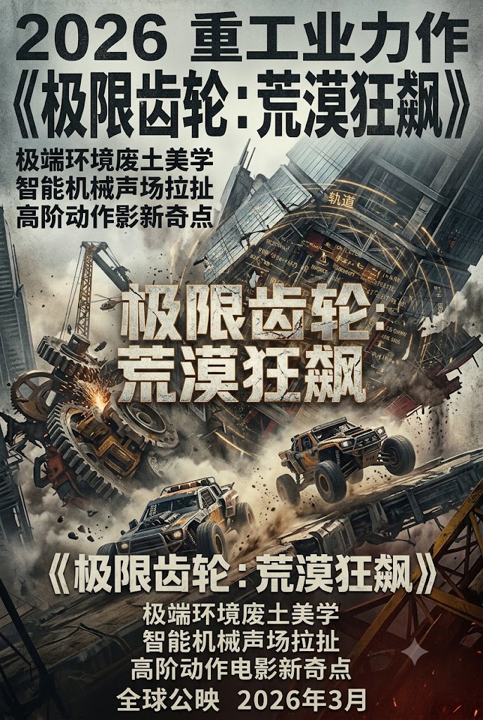 2026重工业力作《极限齿轮：荒漠狂飙》全球公映：极端环境废土美学、智能机械声场拉扯与高阶动作电影新奇点封面图